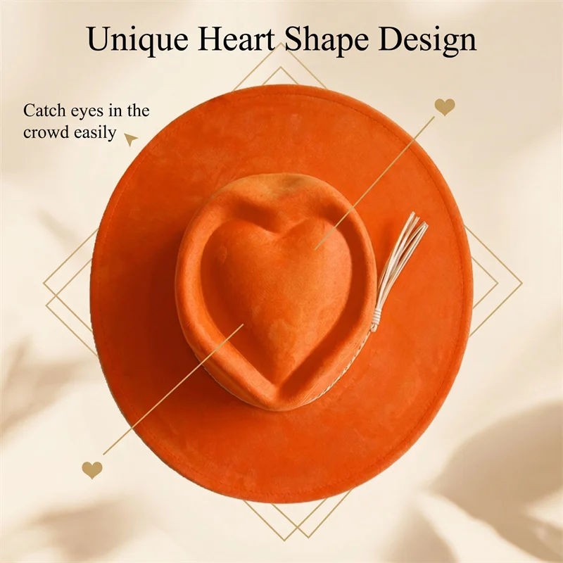 Vegan Suede Fedora Rancher Hats Blank Hats for Burning Multicolor teardrop shaped Top 9.5cm Brim Unisex Jazz Hat Church Hat