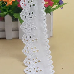 Embroidery White Lace 100% Cotton Fabric 5.5CM Wide Sewing Ribbon Trim Wedding Dress DIY Dolls Colthes Curtain Accessories#4326