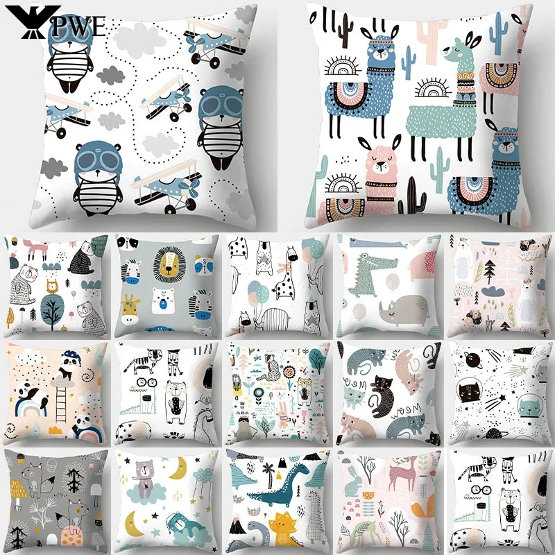 Dinosaur Alpaca Owl Panda Decorative Cushions Pillowcase Polyester Cushion Cover Throw Pillow Sofa Decoration Pillowcover