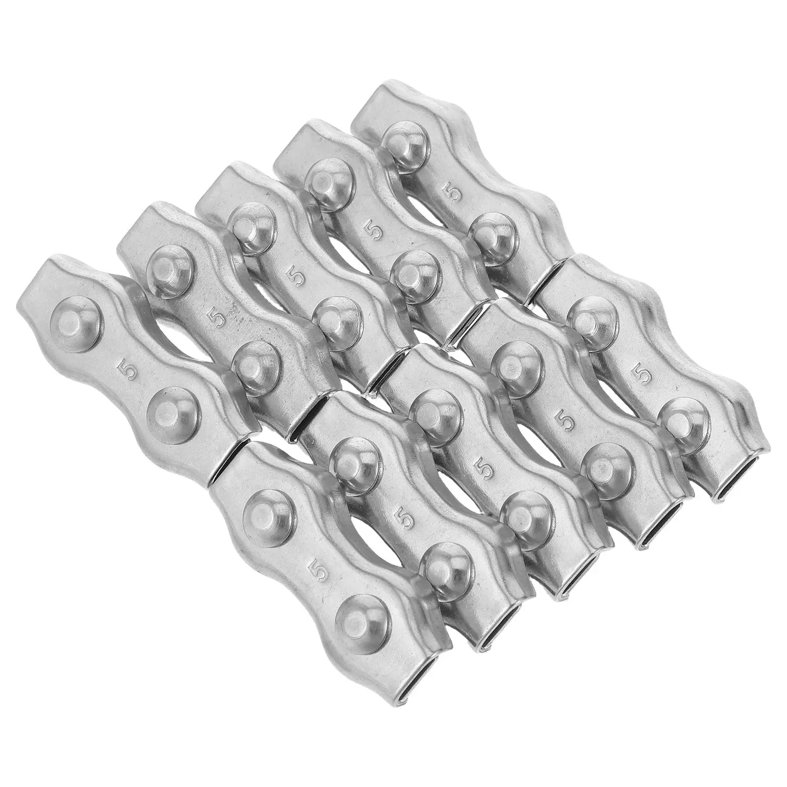 10 Buah Klip Kabel Konektor Pagar Listrik Penjepit Tali Kawat Baja Tahan Karat Ganda untuk Pagar Teralis Dupleks Pengikat Tali Logam