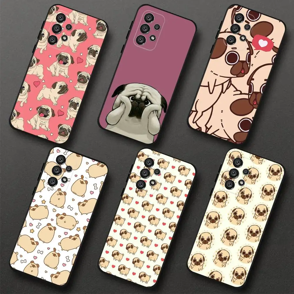 

Cute Pug Dog Phone Case For Samsung S 25,24,23,22,30,21,10,9,Ultra,Plus,Lite,FE,4,5G Black Soft Case