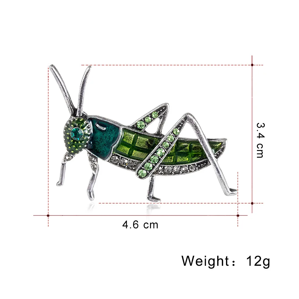 Grasshopper Rhinestone Brooches For Women Men Banquet Suits Dress Hat Backpack Insect Pins Accesories Party Daily Jewelry Gifts