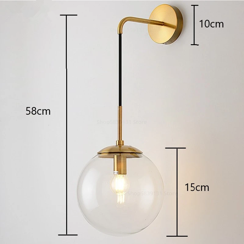 Imagem -03 - Vintage Nordic Wall Lamps para Casa Led Glass Ball Mirror Beside Bedroom Light Living Room Decoration Wall Lights Fixtures