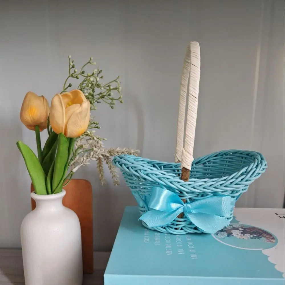with Handle Imitation Rattan Handhold Handwoven Household Weaving Flower Basket Multistyles Braid Storage Baskets