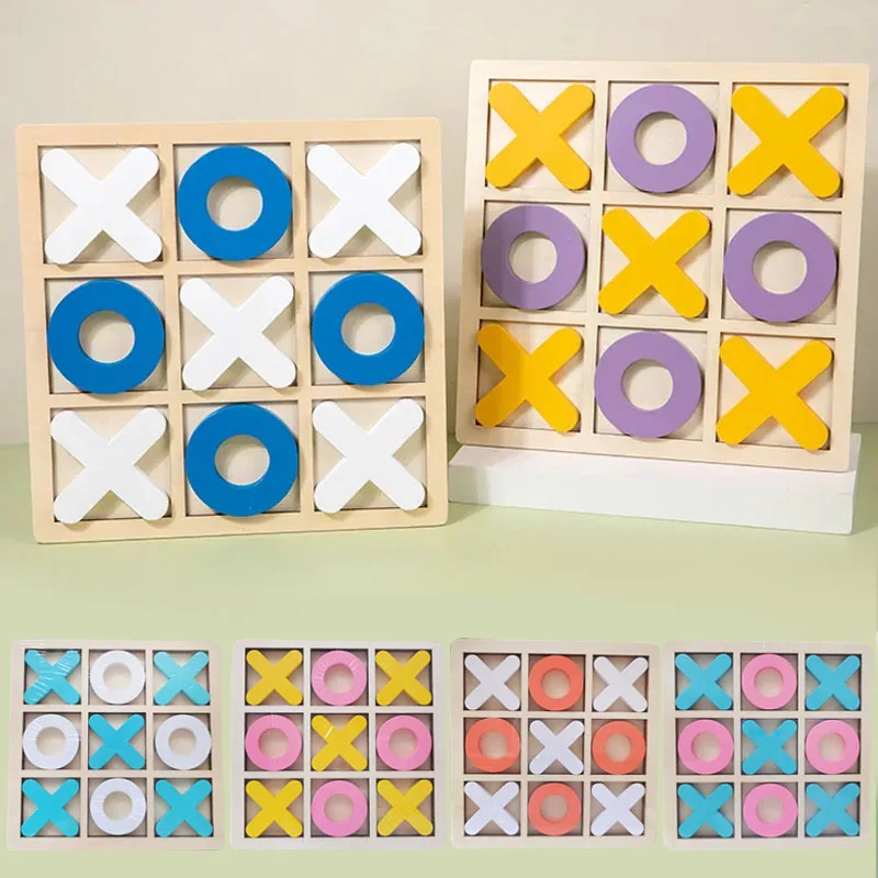 Parent-Child Interaction Wooden Board Game XO Tic Tac Toe Chess Fun Developing Intelligent Educational Toy Puzzles Battle Games