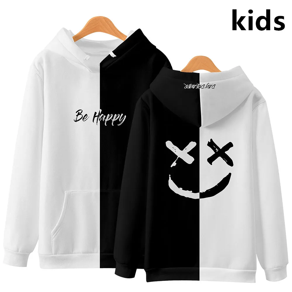 3 to 14 Years kids Hoodies Be Happy Smile Face 3D Hoodie Sweatshirt Boys Girls Fashion Cartoon Jacket  women's hoody Clothes