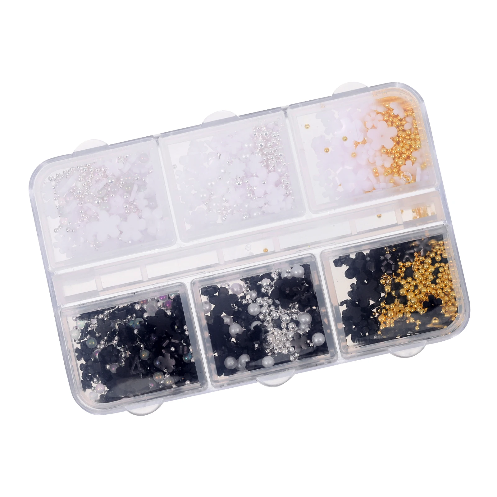 

Resin Flower Charms 6 Compartments Box DIY Decorations Beautiful Nail Art Diy Adornment Unique Art Ornaments Accessories Set