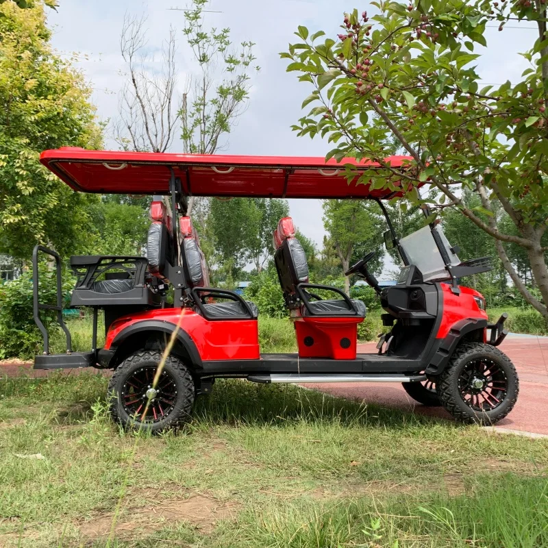 2026 Electric Golf Cart Lithium 6 Seater For Resort Hotel Beach Community Bumper Sound Bar Seat With Headrest 14 Inch Wheel