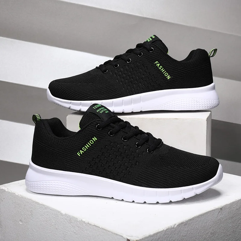 

Мужские кроссовки, легкая спортивная обувь с дышащей сеткой, амортизирующие повседневные модные мужские кроссовки на плоской подошве