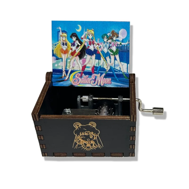 Hand-cranked music box Sailor Moon painted ornament for girls gift wooden music box