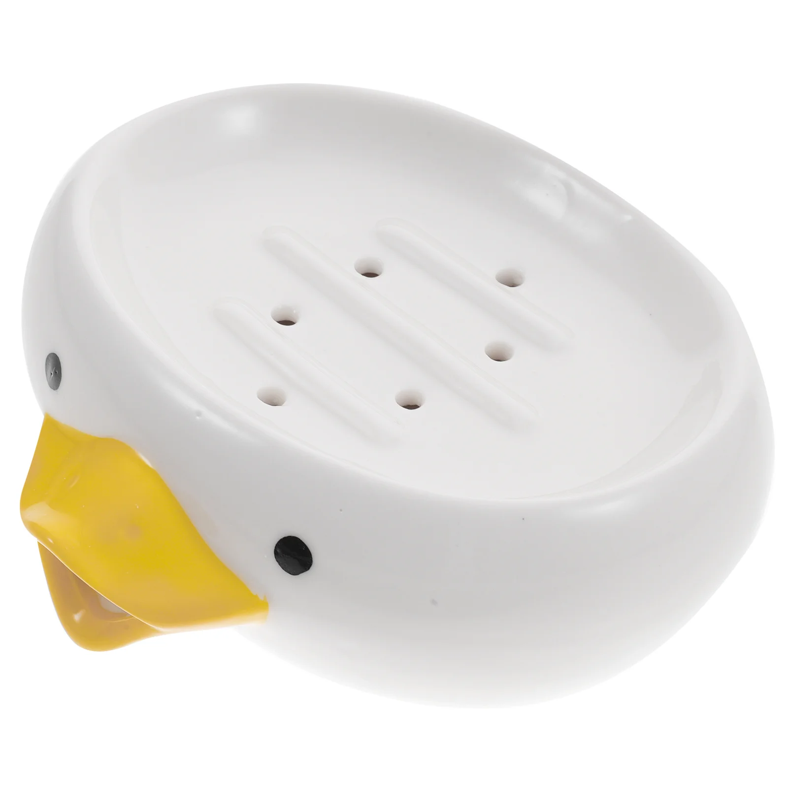 طبق صابون سيراميك لطيف مع صندوق صابون أبيض جميل كرتوني لتخزين حوض الاستحمام وحاوية تصريف اللوازم المنزلية