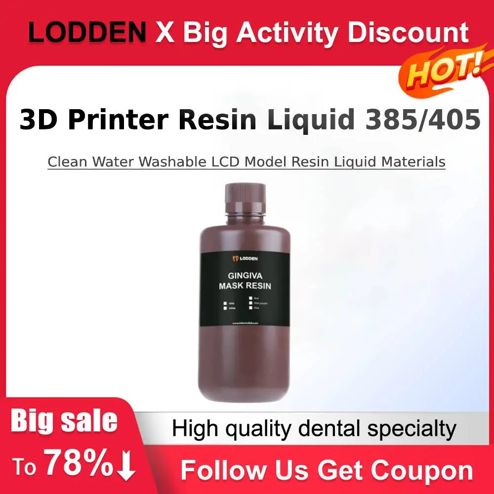 

Жидкость для 3D-принтера Lodden, 385/405 нм, высокоточный IPA, моющаяся для чистой воды, ЖК-модель, жидкие материалы из смолы 0,5/1 кг