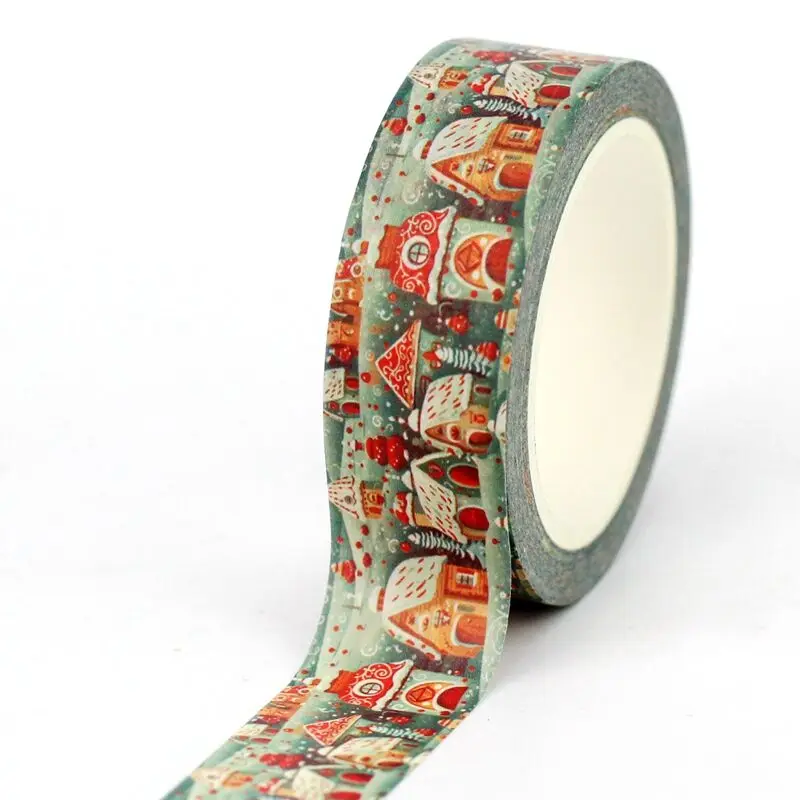 NEW 1PC 10M Decor Gingerbread Houses Christmas Washi Tape for Scrapbooking Journaling Adhesive Masking Tape Cute Stationary