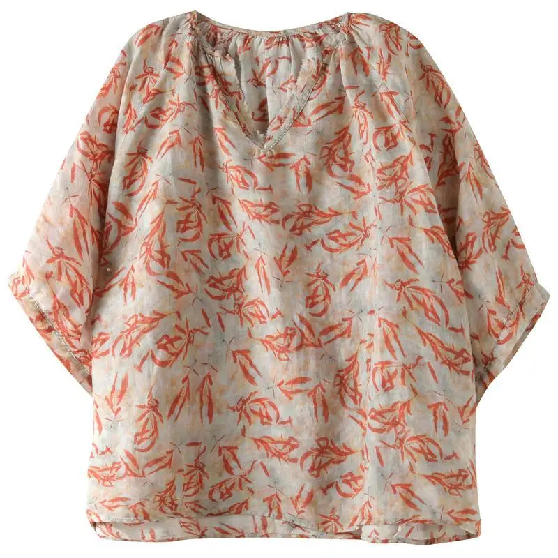 여성 5/8 슬리브 티셔츠 탑 2025 신상 패션 V넥 자외선 차단 의류 여름옷