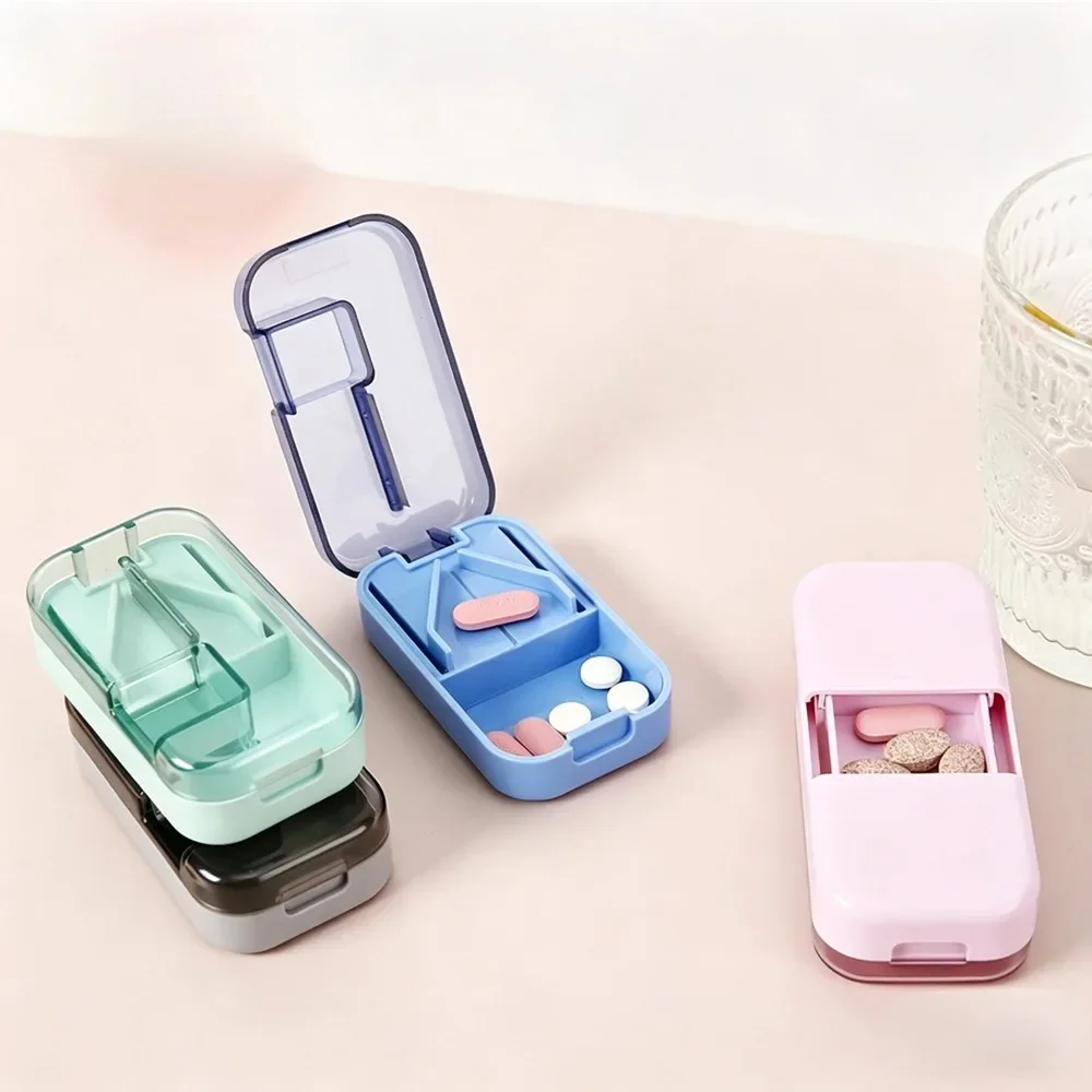 New Portable Travel Splitters Cutter Medicine Vitamin Split Drugs Tablet Cutting Pill Box Cases Container Storage Organizer Care