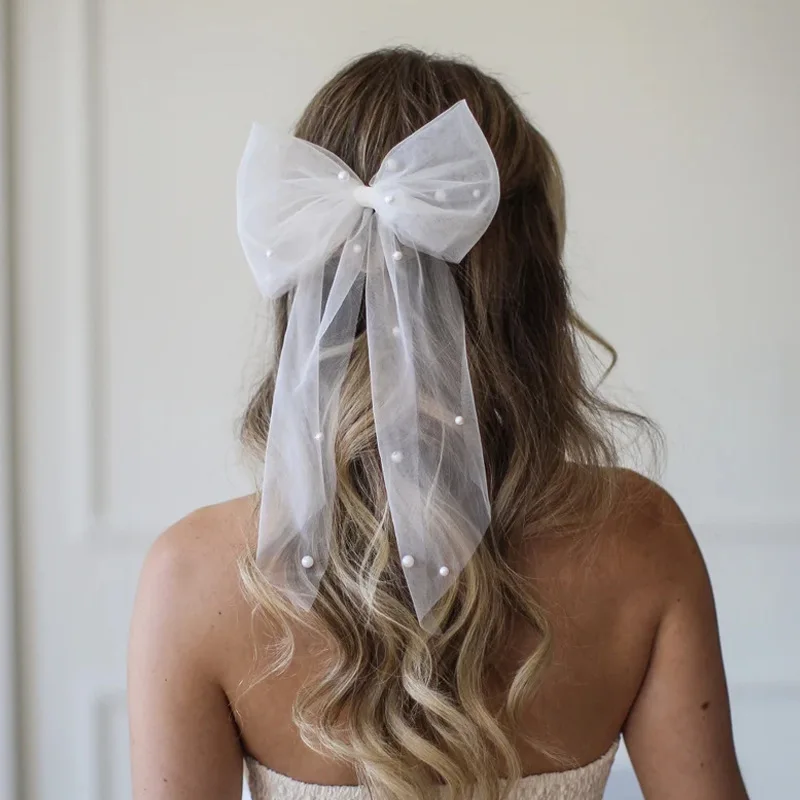 Romantic Pearl Bow Hair Decoration for Women Wedding Party Hair Accessories