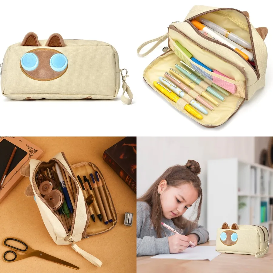 

Hongdian Large Capacity 3D Cat Design Pencil Case with Multiple Compartments for Efficient Organization of Stationery Ideal for