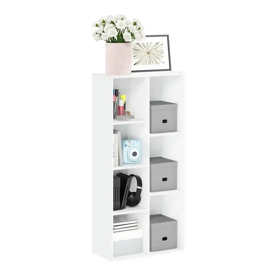 

LUDER Book Shelf, 7Cube Bookshelf, Bookcase, 9.4 x 19.5 x 41.7, for Living Room, Bedroom, Home Office, White