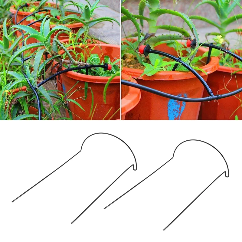 4 Pcs Plant Support Stakes Ring Cage Metal Garden Plant Stake Green Half Round Plant Support Ring Large Plant Supports