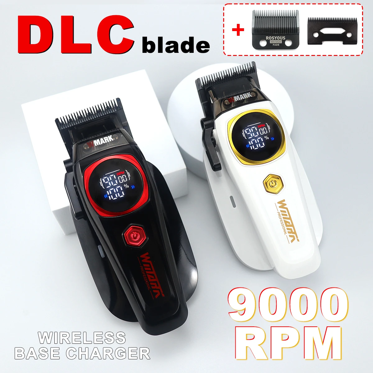 WMARK NG-8004 Профессиональная машинка для стрижки волос для мужчин DLC Blade 9000 об/мин Бесщеточный двигатель Беспроводное базовое зарядное устройство Триммер Машинка для стрижки