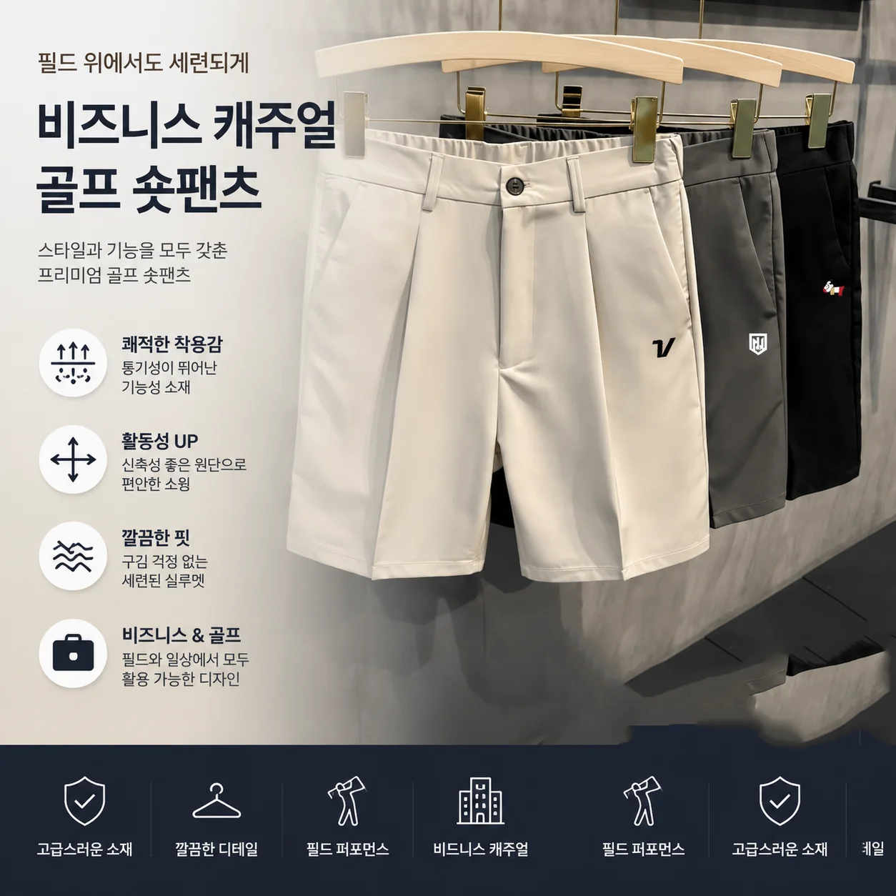 Men's Golf Shorts Five-point Pants Men's Casual Loose Golf Wear Straight Thin Summer New Fashionable Non-ironing Pants for Men