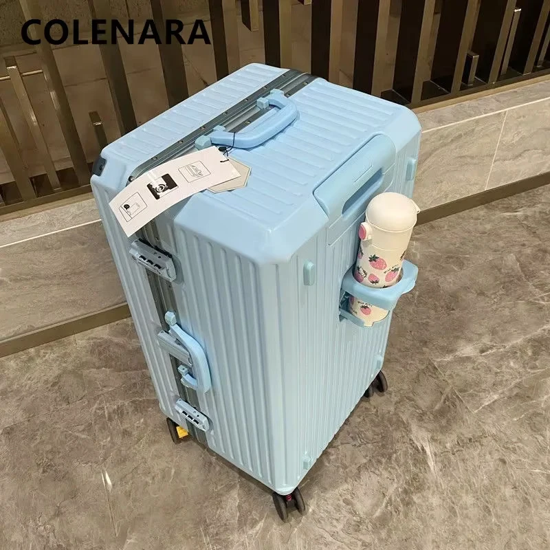 COLENARA New Suitcase Aluminum Frame Trolley Case Large Capacity Password Box 22