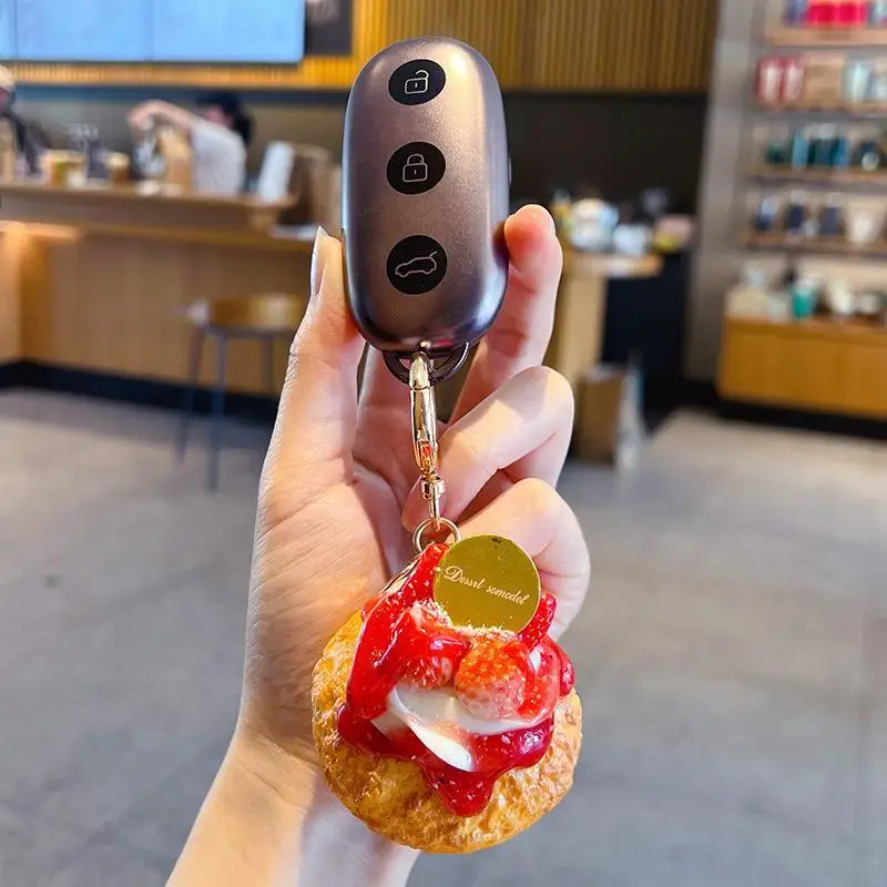 Simulated Fruit Puff Keychain Ornament Cartoon PU Food Toy Fruit Dessert Pendant Niche Bag Pendant Keychain Charms Gift