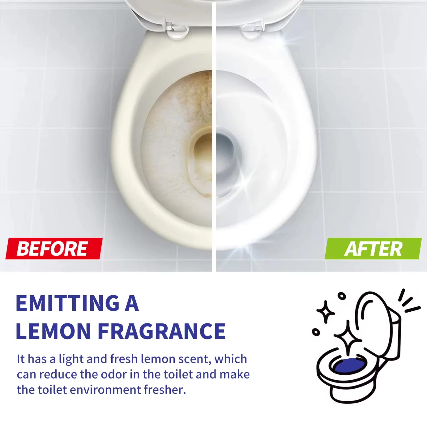 New Toilet Foam Cleaner Sustained-Release Active Dissolution Removes Odor Urine Stains and Dirt Auto Toilet Bowl Effervescent Ta