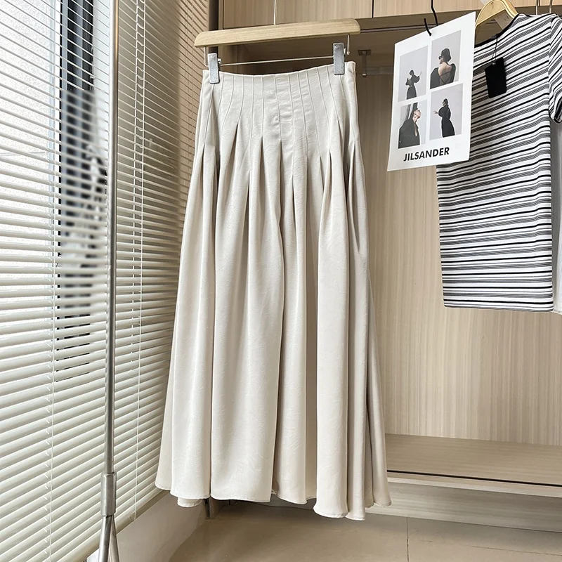 Gonna longuette a vita alta chic tono freddo da donna A-Line f-lunghezza modello bicolore per pendolari Collezione primavera estate