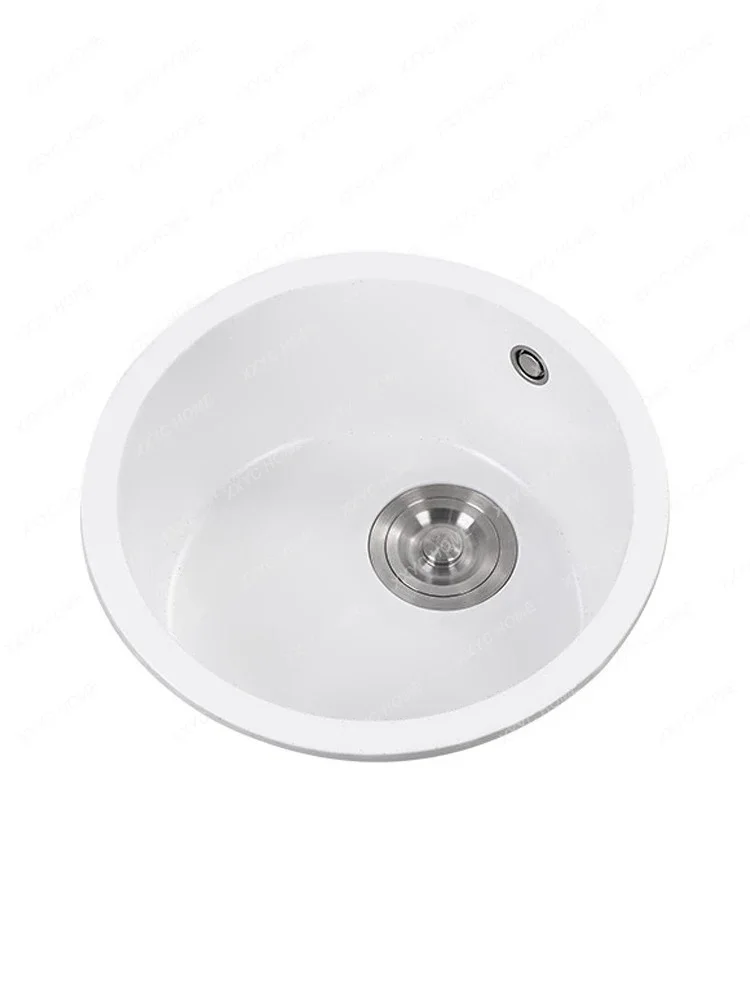 round White Quartz Sink Large and Small Single Sink Kitchen Sink Washing Basin