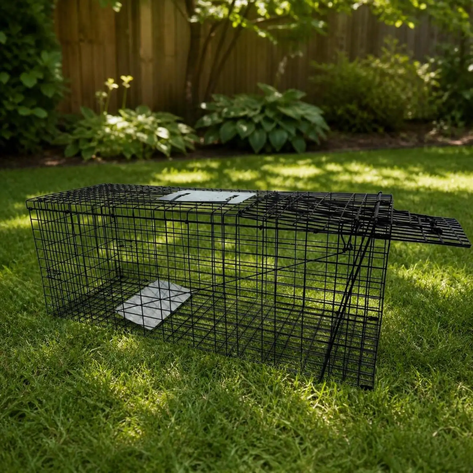 Humane Folding Cat Trap Cage with Responsive Treadle Design for Safe Stray Cat Containment and Easy Collapse