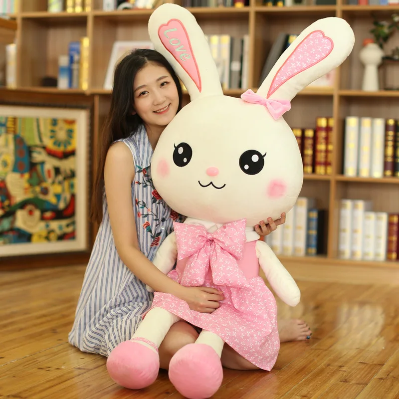 

Rabbit Plush Toy Cute Skirt Rabbit Soft Animal Kids Cartoon Big Ear Bunny Plush Hug Stuffed Pillow Girl Christmas Birthday Gift