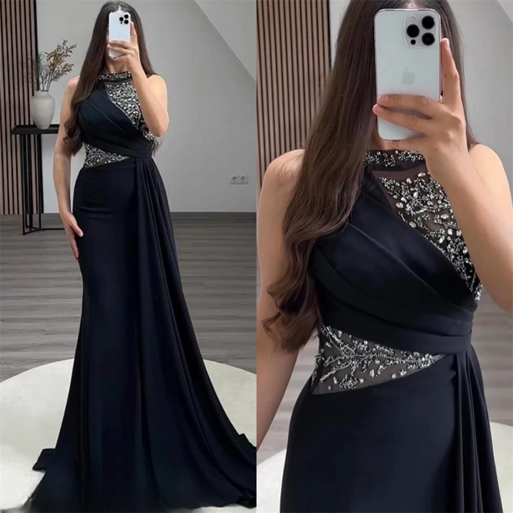 Customized Prom Dresses sparkle	 Halter Sheath Cocktail  Sequin Flowers S Occasion Evening Gown فستان سهره вечернее платье женск