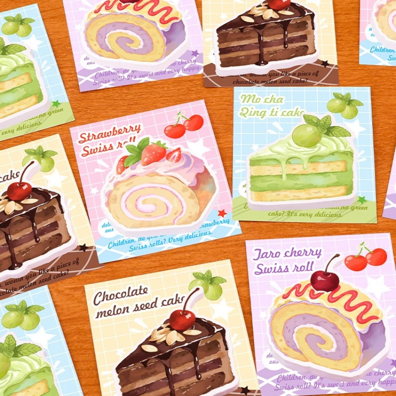 Kawai Stationery Ins Cute Simulation Cake Sticky Note Student Message Paper Cartoon High Value Can Be Pasted N Times Lovely