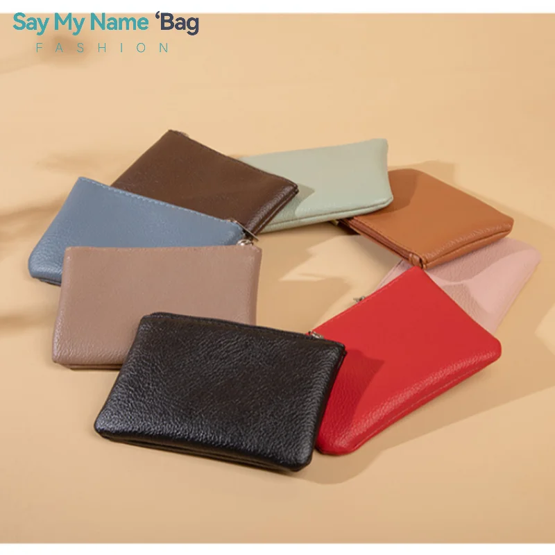 

Ultra-thin Coin Purse Litchi Pattern Zipper Mini Wallets Women Retro Small Bags Coin PU Leather Coin Purses Keychain Clutch Bag