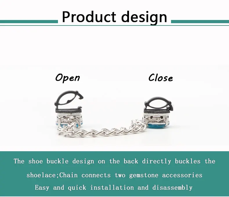1 Pair Shoe Buckle Clips Shoelace Chain Charms Sneakers Colorful Crystal Gemstone Decoration Ornaments Pendant Trend Accessories