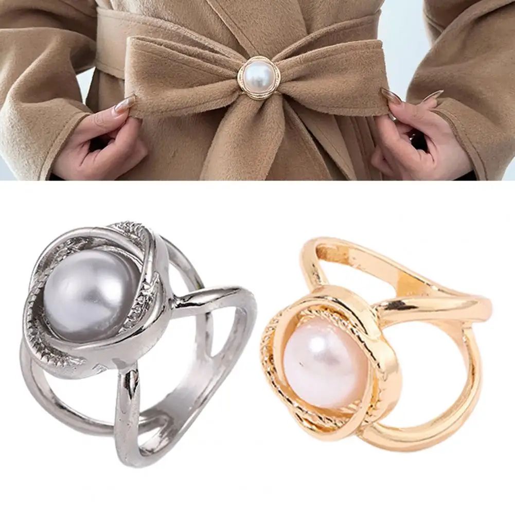 Stylish Belt Buckle Alloy Rhinestone Scarf Ring Buckle Flower-shaped Belt Clip Multi-functional Clothing Tie for Women’s