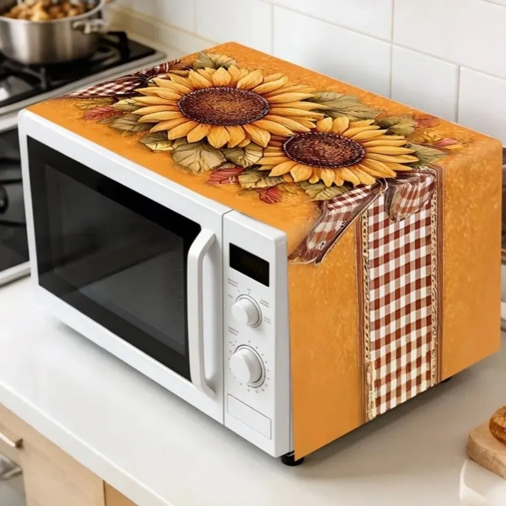 Universal Microwave Cover Floral Waterproof Microwave Oven Dust Cover Oil Proof Printed Dust Protector Mat Household Cover