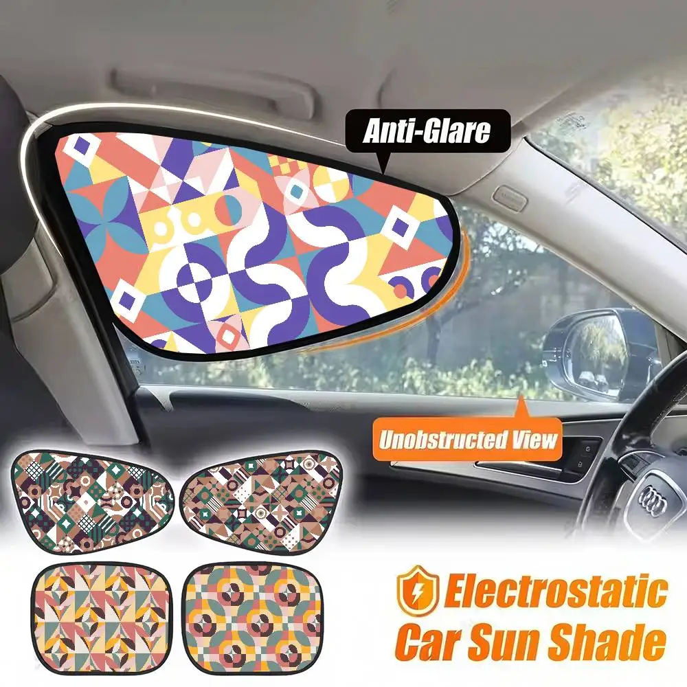 

Geometric Checkered Pattern Car Side Window Sunshade (1 Pack) - Sun Glare & UV Protection For Baby