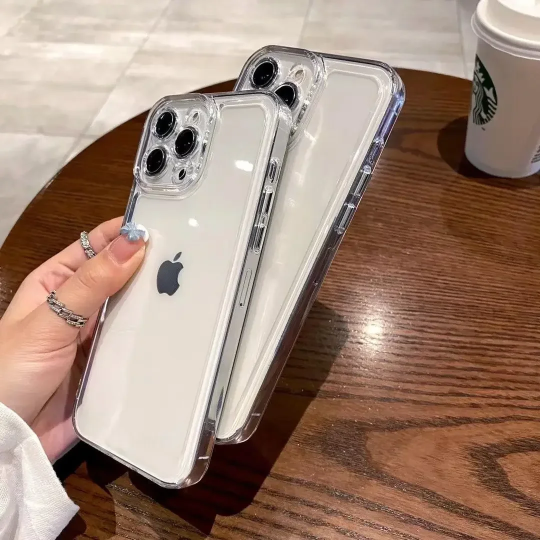 กันกระแทกโปร่งใสแฟชั่นคู่เคสโทรศัพท์เหมาะสําหรับiPhone 15 14 13 12 11ProMax X XR XS 6S 7 8 Plusปกแข็ง