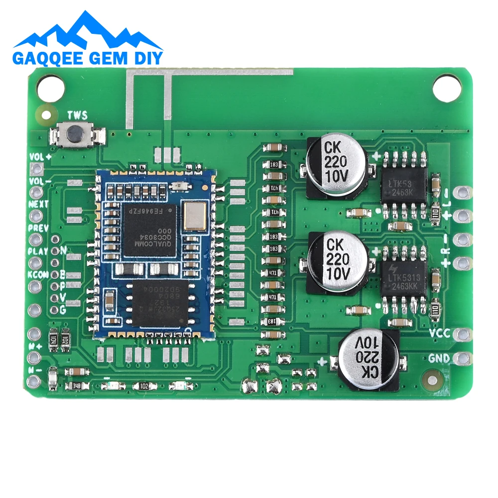 DC 3.3~4.2V Bluetooth Amplifier Board QCC3034 Audio Decoder 8W*2 Dual Channel HiFi Stereo Audio Amplifier Module APP Control