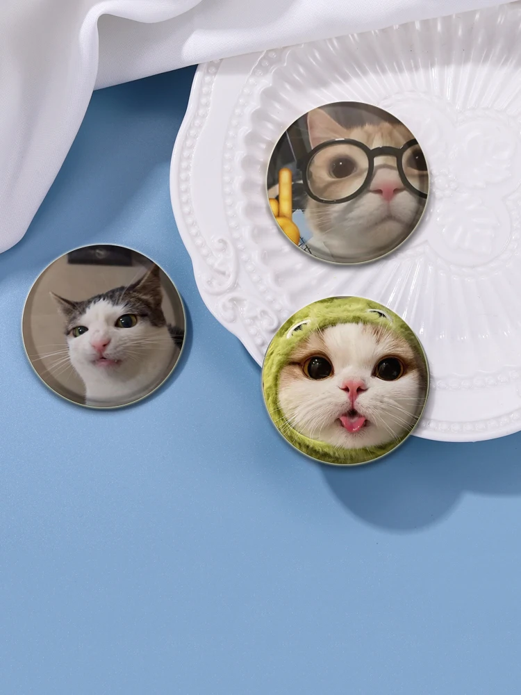 32/44/58MM Funny Cute Cat Icons Snap-in Button Pins Round Brooch Cartoon Badge for Backpack Hat Jewelry Accessories Gifts