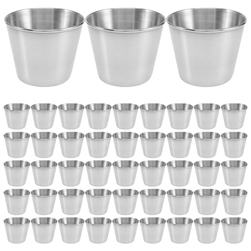 48 Packs 1.5Oz/45Ml Condiment Sauce Cups Stainless Steel Dipping Sauce Cups Reusable Condiment Dishes