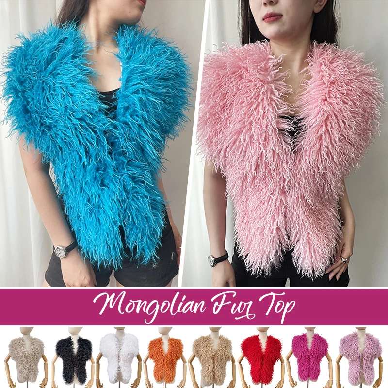 

Winter Sexy Women V-neck Sleeveless Tassel Tops Vests Coats Fur Collar Halter Backless Keep Warm Wool Jackets Outcoat