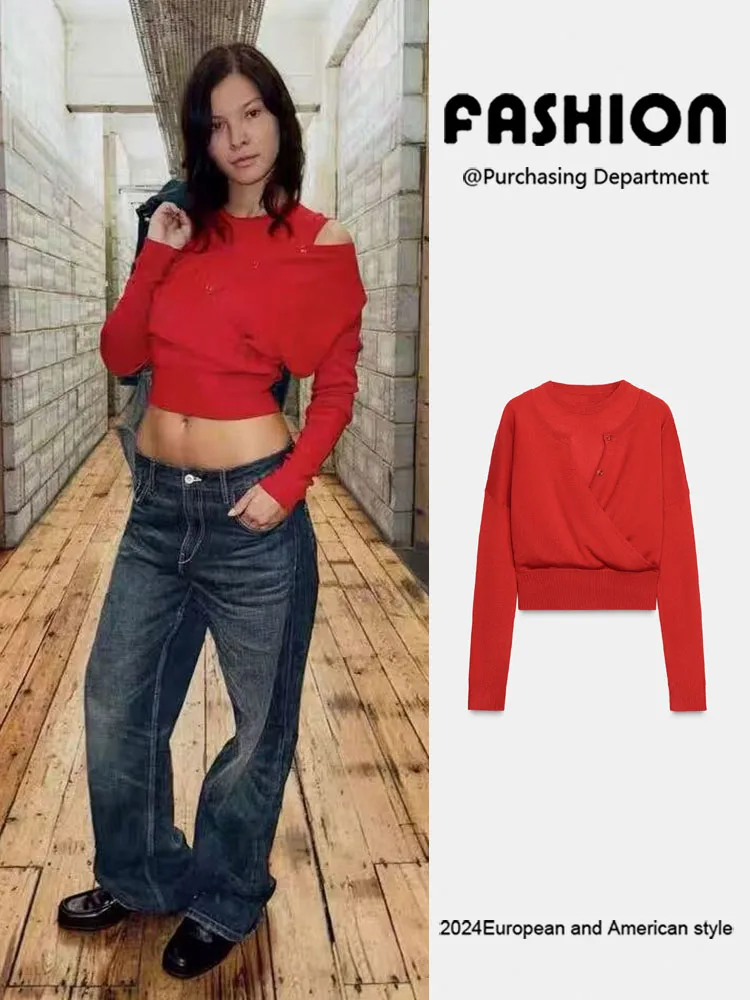 ملابس تريكو نسائية شتوية جديدة موديل 2025 ذات طبقة مزدوجة منسوجة من Jaet ملابس تريكو بسيطة ومتعددة الاستخدامات #1