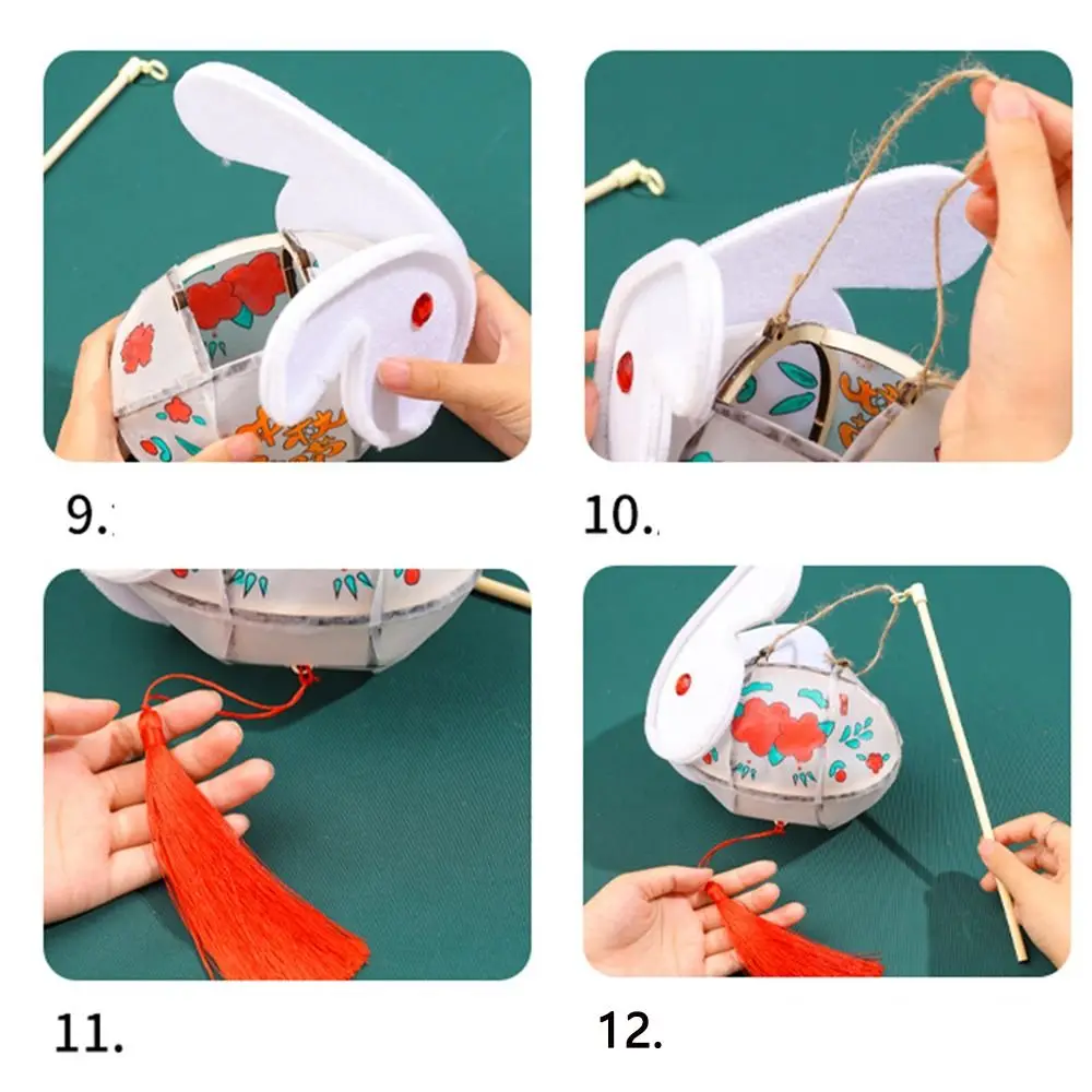 Glowing Mid-Autumn Festival lantern DIY Handmade Luminous Handheld Rabbit Lantern Rabbit Shape DIY Material Bag