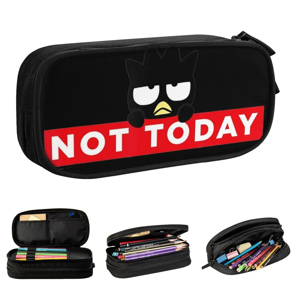 Badtz Maru Not Today Pencil Case Cartoon Cute Penguin Pencilcases Pen Holder Girls Boy Big Capacity Bag Office Zipper Stationery