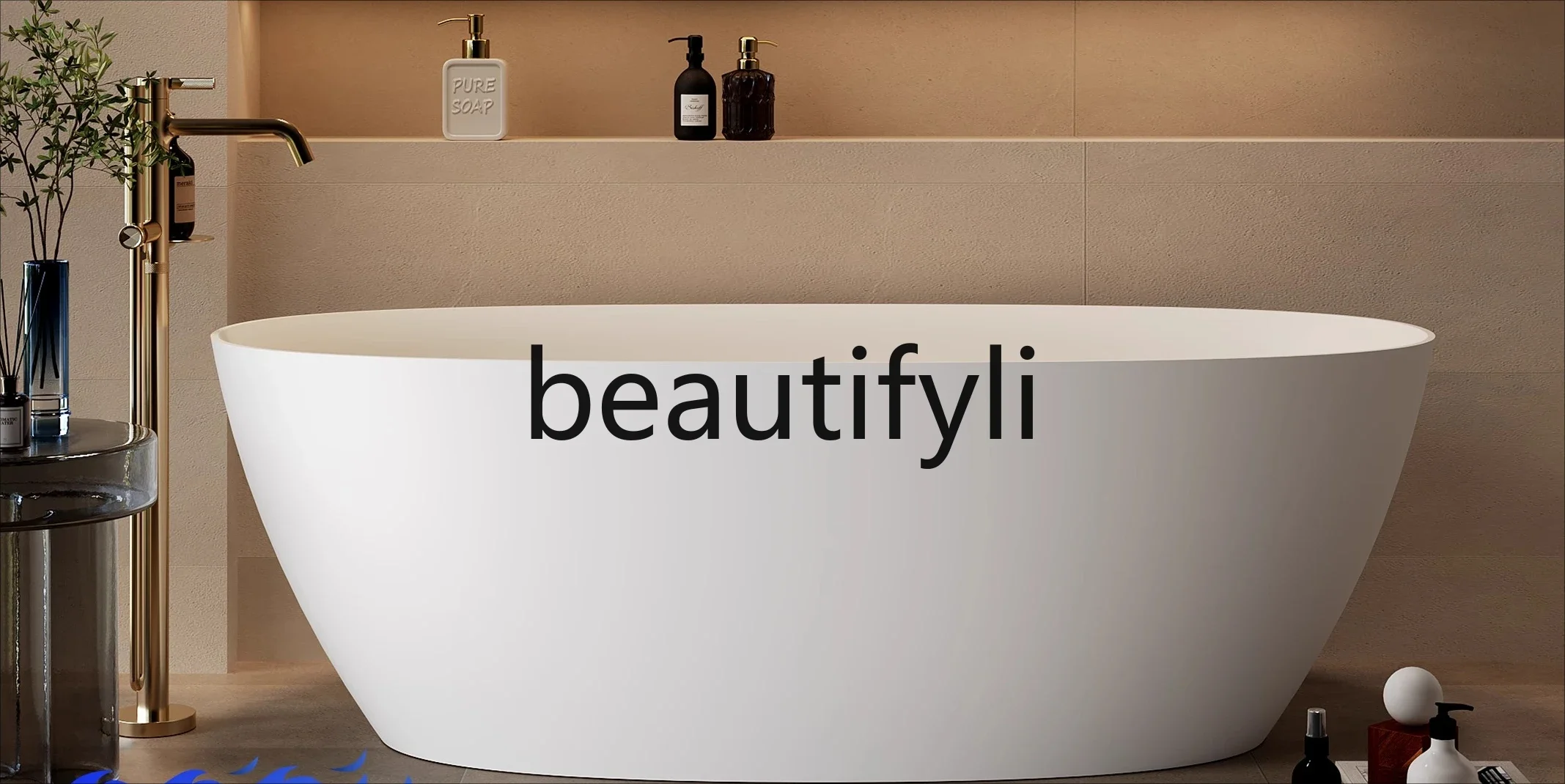 

B61 Polymer freestanding bathtub high-end, family hotel bed and breakfast double bathtub