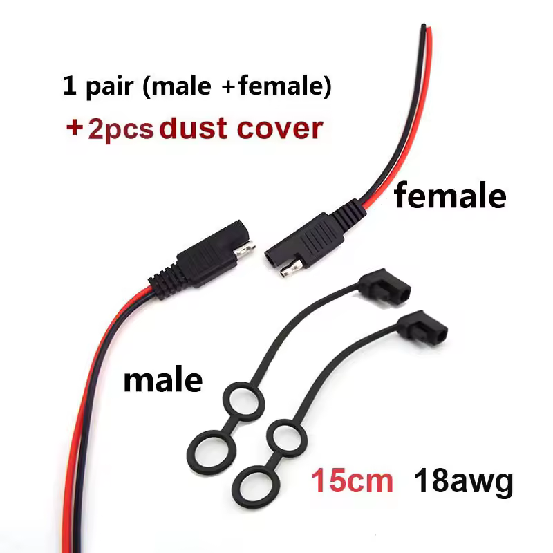 DIY SAE 12V 18AWG 15CM Power Automotive Extension Cable Male Female Plug Wire Connector Cable - Image 8