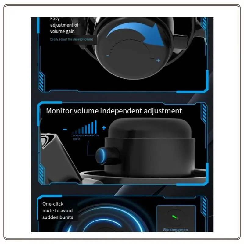 

Reliable-USB Microphone With RGB Lighting Switch One-Click Mute Professional Desktop Recording Mic With Stand Gaming Microphone,